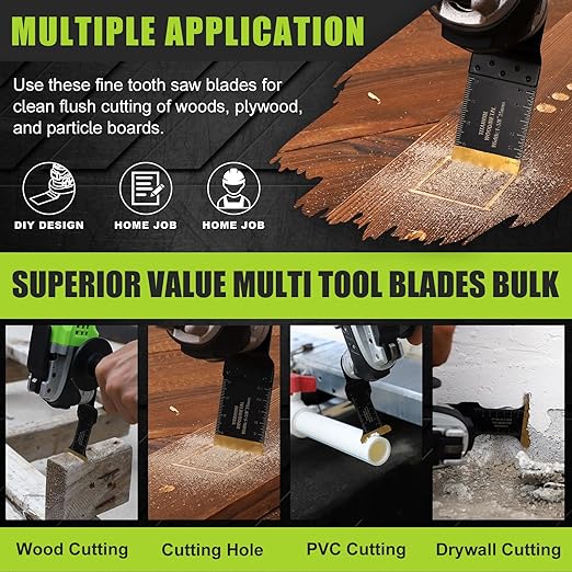 COMOWARE 10Pcs Titanium Oscillating Blades, Multi-Task Blades for Universal Saw, Fine Tooth Multitool, Suits Metal & Quick Release