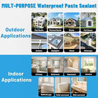 Waterproof Patch & Seal Rubberized Sealant Paste, 2.2lbs Anti-Leakage Clear Waterproof Paste Invisible Indoor & Outdoor Repair for Curved and Vertical Surfaces Wood, Tile, Stone, Roofs, Wall