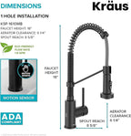 KRAUS Bolden Touchless Sensor Commercial Style 2-Function Single Handle Pull Down Kitchen Faucet in Matte Black, KSF-1610MB