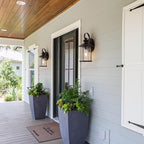 MICSIU Oil Rubbed Bronze Outdoor Wall Light Fixtures, Clear Seedy Glass Exterior Porch Sconces Wall Mounted Lighting, 13.75 Inch Exterior Light for House, Entryway, Doorway, Pathway