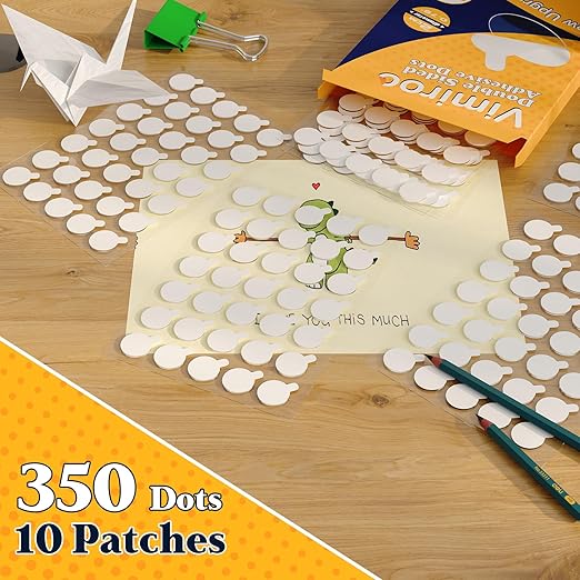 Double Sided Sticky Adhesive Dots – 350pcs Easy to Peel Sticky Putty,Clear Removable Mounting Putty, Double Sided Tape Dots for Walls,Crafts, Posters, Balloons, and Classroom Decor.