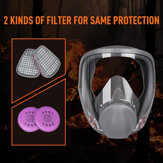 Full Face Reusable Respirator Gas Mask with Filter for Chemical Painting Dust Epoxy Welding Construction Works