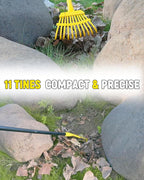 Garden Leaf Rake, 8.7” Wide Metal Rake with 11 Teeth, 59" Adjustable Long Handle, Heavy Duty Lightweight Leaf Rakes for Small Lawn Yard Shrub,Tight Spot Garden Bed Leaf Debris Picking Cleaning