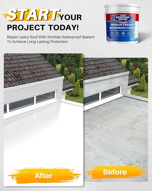 Polyurethane Waterproof Coating 5 Gallon White, Large Capacity for Large Area Cracks & Leaks Repair Coating for Pools, Roofs, Decks, Walls, Durable Water-Based Polyurethane Waterproof Sealant