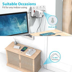 10ft Extension Cord Long Power Strip,AOFO 8 Widely-Spaced Outlets & 6 USB Ports Flat Plug Power Strip,Power Cord for Wall Mountable and Desktop White