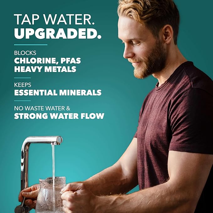 Under Sink Water Filter for Sink Faucet by CuZn, 5 Year Filtration Life, Reduces PFAs, PFOS, Lead, Chlorine, Improves Taste of Tap Water with NSF/ANSI 42 & 372 Certified High Performance