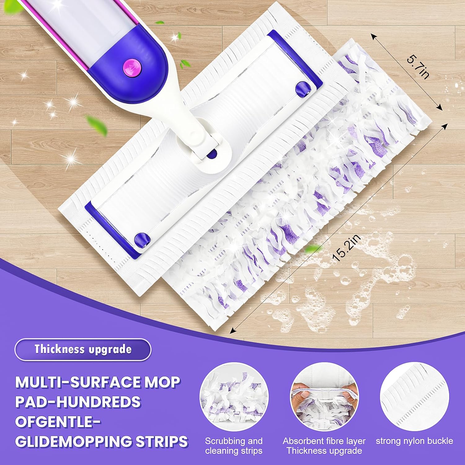 20 Count Disposable Mopping Pad Refills for Swiffer Power Mop Pads Refills, Unscented Spray Cleaning Repalcement Pads