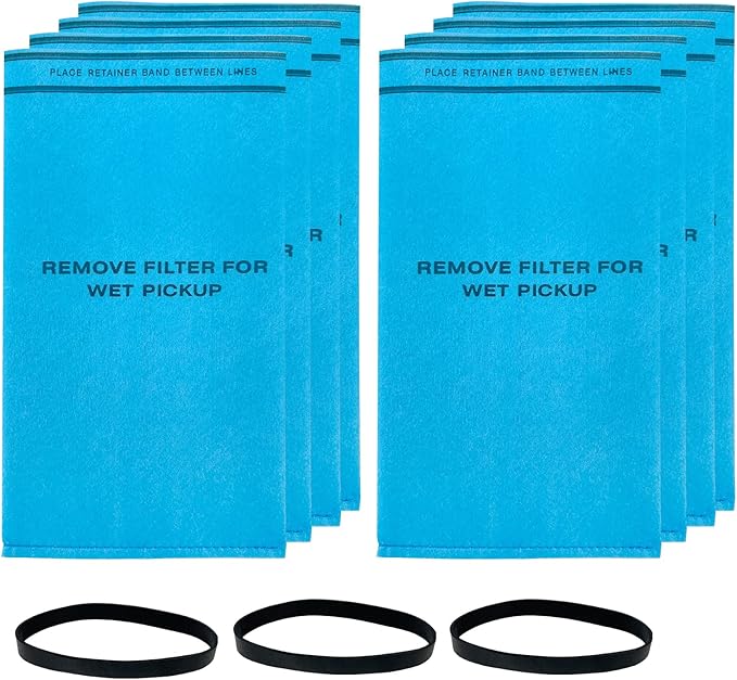 8 Pack Wet Dry Filter Bags Compatible with Work-shop WS01025F2, Craftsman 9-38737, MultiFit VF2000, Select 2-1/2 to 5-Gallon Shop Vac Vacuum Stinger Craftsman Husky (with 3 Retaining Bands)