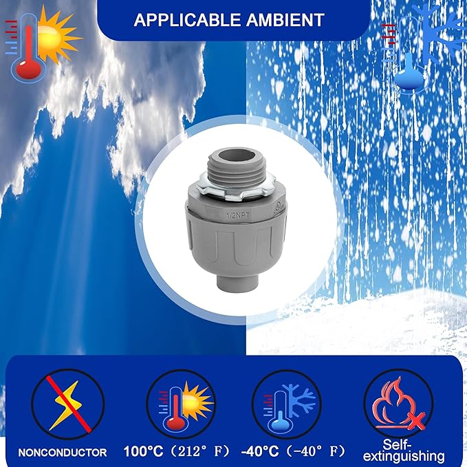 (1/2" Conduit Coupling 20 Pack) Yariwiz 1/2 Plastic Liquid Tight Conduit Coupling