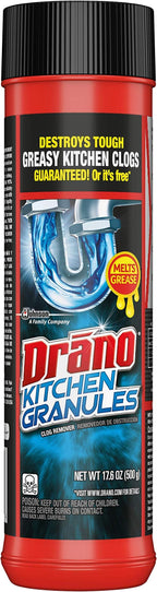 Drano Kitchen Granules Drain Clog Remover and Cleaner, 17.6 Ounce