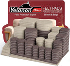 Yelanon Felt Furniture Pads for Hardwood Floors -216 Pcs Premium Felt Pads for Chair Legs, Floor Protectors for Furniture, Beige & Brown
