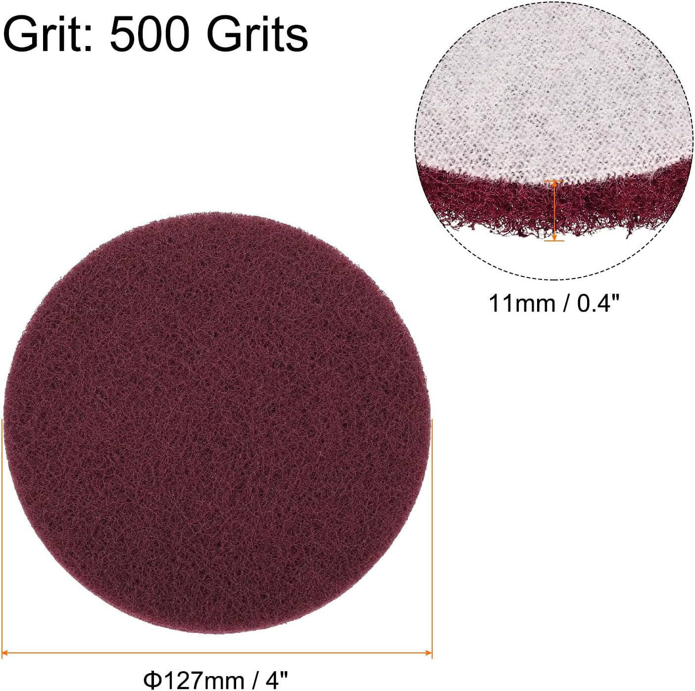 HARFINGTON 20pcs Scrubber Scouring Pads 500 Grits 5 Inch Drill Power Brush Hoop and Loop Surface Conditioning Disc Drill Scuffing Disc Scrub Pads for Home Kitchen Cleaning, Dark Red