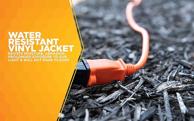 Southwire Outdoor Power Extension Cord - Ideal for Landscaping & Outdoor Equipment - Bright Orange Jacket - SJTW Rated - Durable Molded Plug - 16/2 SJTW - 50 Foot Length