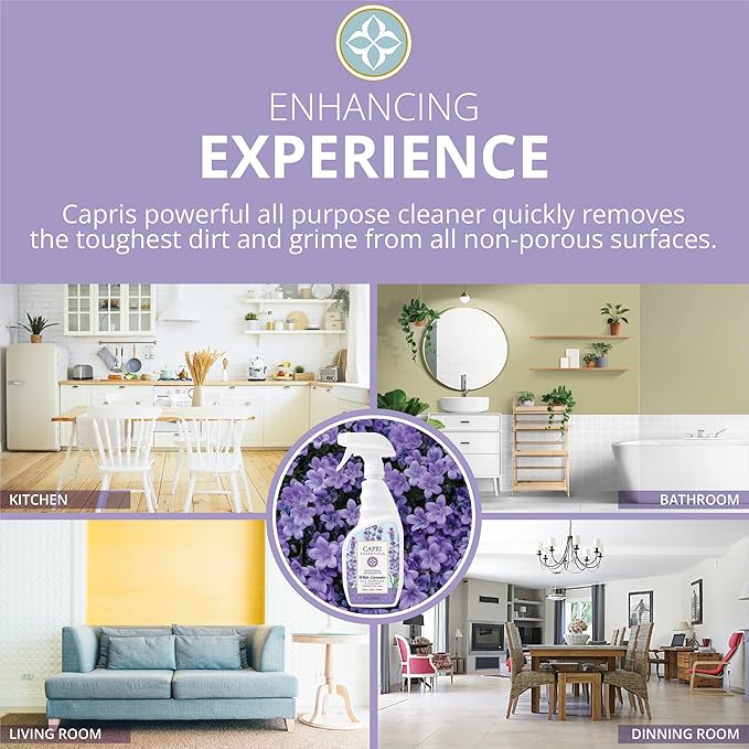 CAPRI ESSENTIALS APC, Household Dust Remover, Kitchen Counter Surface Spray, Removes Grime, Blend of Essential Oils, White Lavender, 23 FL Oz