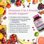 Vitalitown Women’s Probiotics | 100 Billion CFUs 18 Strains | Prebiotics, VC & B6, Cranberry | Shelf Stable | Vaginal, Urinary, Digestive & Mood Support | 60 Vegan Caps