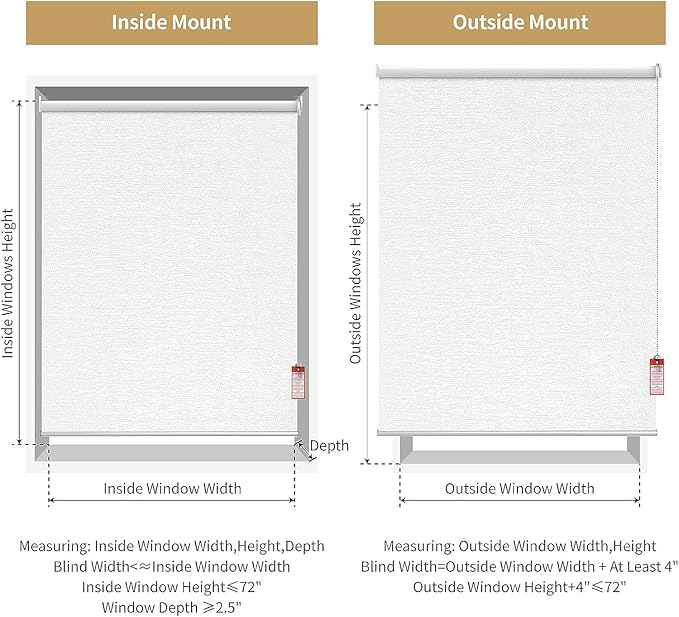 ALLBRIGHT 100% Blackout Roller Blinds Woven Shades with Striped Jacquard, Cordless Window Shades, UV Protection Fabric, Easy-Install for Indoor Home & Office, White Old, 27" W x 72" H