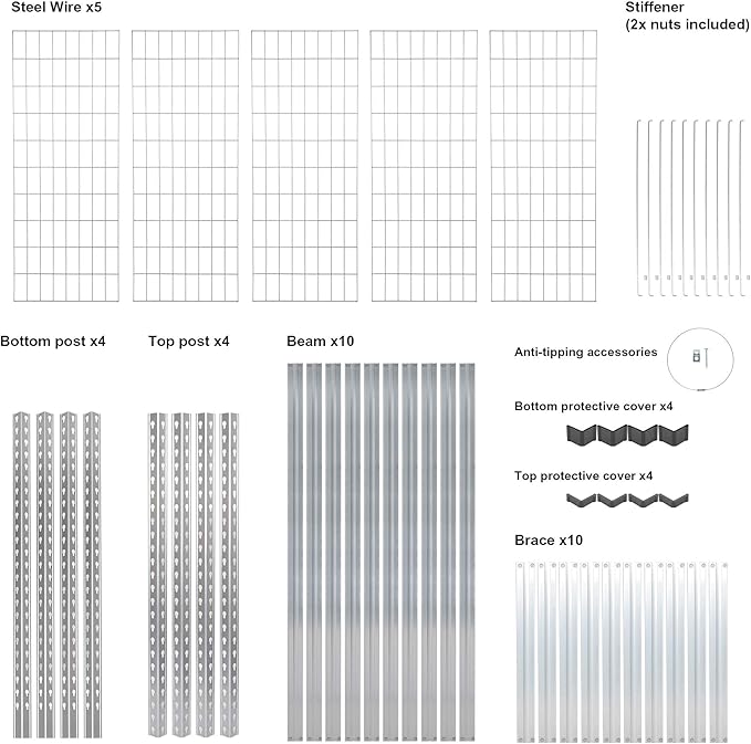 Amazon Basics 4000IBS Heavy Duty Adjustable Storage Shelving Unit, 5 Shelf, High-Grade Aluminum, Silver, 60 x 24 x 78 Inch