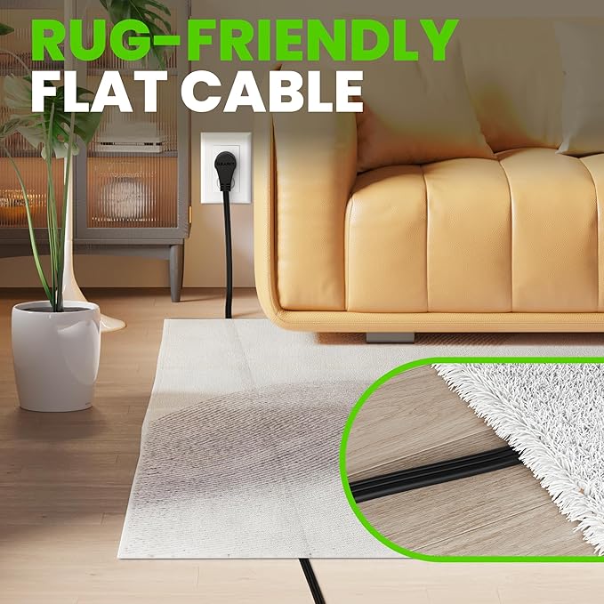 GEARit 360 Rotating Flat Plug Extension Cord (4ft, Black) Multi 3-Outlet Extension 16 AWG Wire, Adapter for Small Spaces, Right Angle Socket, ETL Certified - 4 Feet