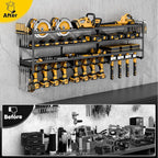 49" W Large Power Tool Organizer Wall Mount Loads 600 lbs, Heavy Duty 4-Tier 12 Drills Holder, Cordless Tool Storage Battery Shelf, Utility Racks for Garage Workshop Shed, Gifts for Men Husband