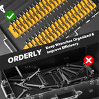80PCS Modular Wrench Organizer Wrench Holder - Wrench Tool Organizers for Tool Drawer Storage, Wrench Storage Set with Metric & SAE Label, Wrench Rack Tool Gift for Professional Mechanics, Yellow