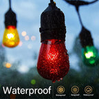 S14 Christmas Replacement Light Bulbs, 50 Pack Glass Edison Vintage Bulbs, 11 Watt, E26 Medium Base, Waterproof Commercial Christmas Bulb for Indoor Outdoor Home Patio Garden Decoration, Multicolor