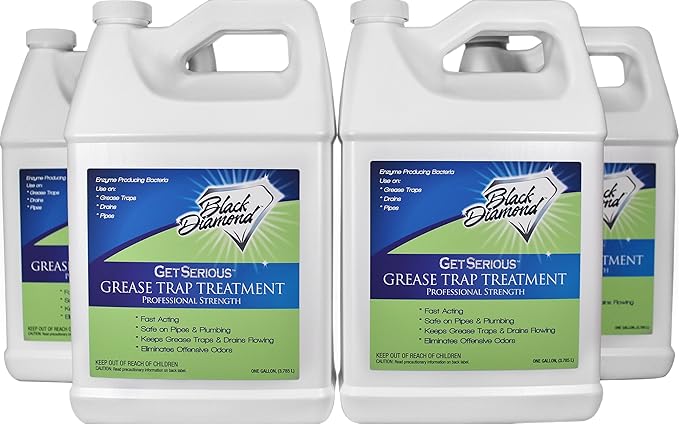 Black Diamond Stoneworks GET SERIOUS Grease Trap Treatment. Commercial Enzyme Drain Opener, Odor Control, Enzyme for Grease Trap Cleaner, and Maintenance. Eliminates Build-Up, Odor, and drain grease.