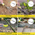 Garden Tool Set, Carsolt 10 Piece Stainless Steel Heavy Duty Gardening Tool Set for Digging Planting Pruning Gardening Kit with Durable Bag Gloves Gift Box Ideal Garden Gifts for Women Men