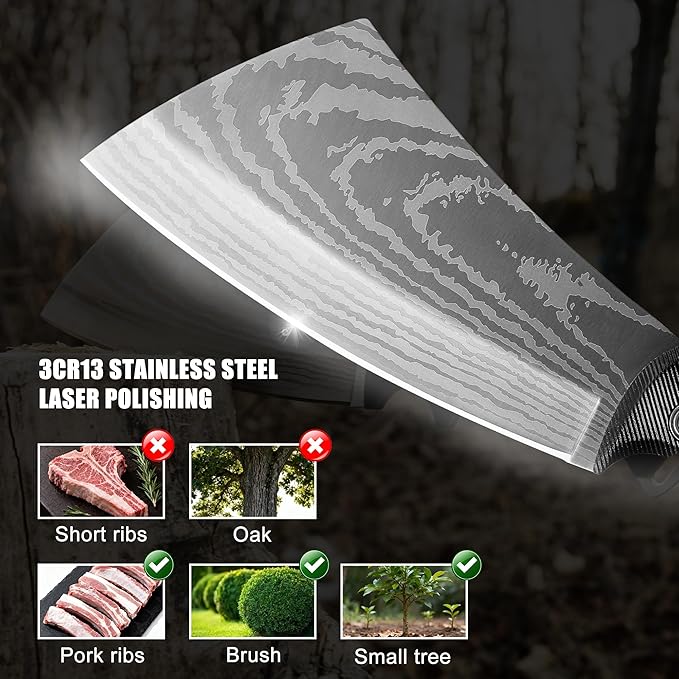 11 Inch Hatchet with Sheath, Small Compact Machete Axes, Fixed Blade Full Tang Camping Tactical Knife for Woodworking, Garden Machete Axe with Sheath for Bushcraft Yards Bushes Wood, A4SL