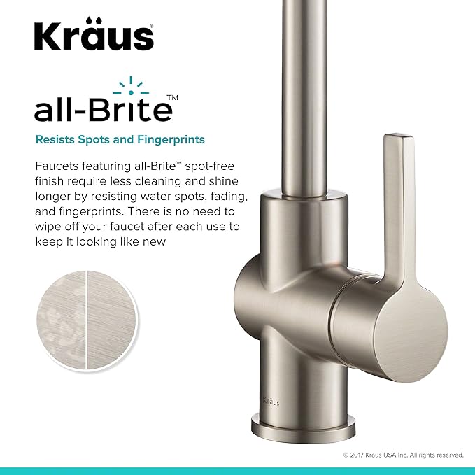 KRAUS Britt Commercial Style Spot Free Stainless Steel Pre-Rinse Kitchen Faucet with Deck Plate and Soap Dispenser, KPF-1690SFS-KSD-31SFS