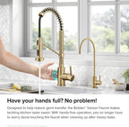 KRAUS Bolden Touchless Sensor Commercial Style 2-Function Single Handle Pull Down Kitchen Faucet in Spot-Free Brushed Brass, KSF-1610BB