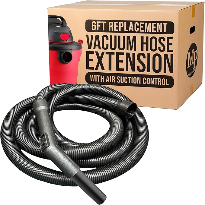 MP Maresh Products Compatible Replacement for Shop Vac Hose and Ridgid Style Wet Dry Vacuum Cleaner - Commercial Heavy Duty Vacuum Hose with Crushproof Design and Air Suction Control - 6'