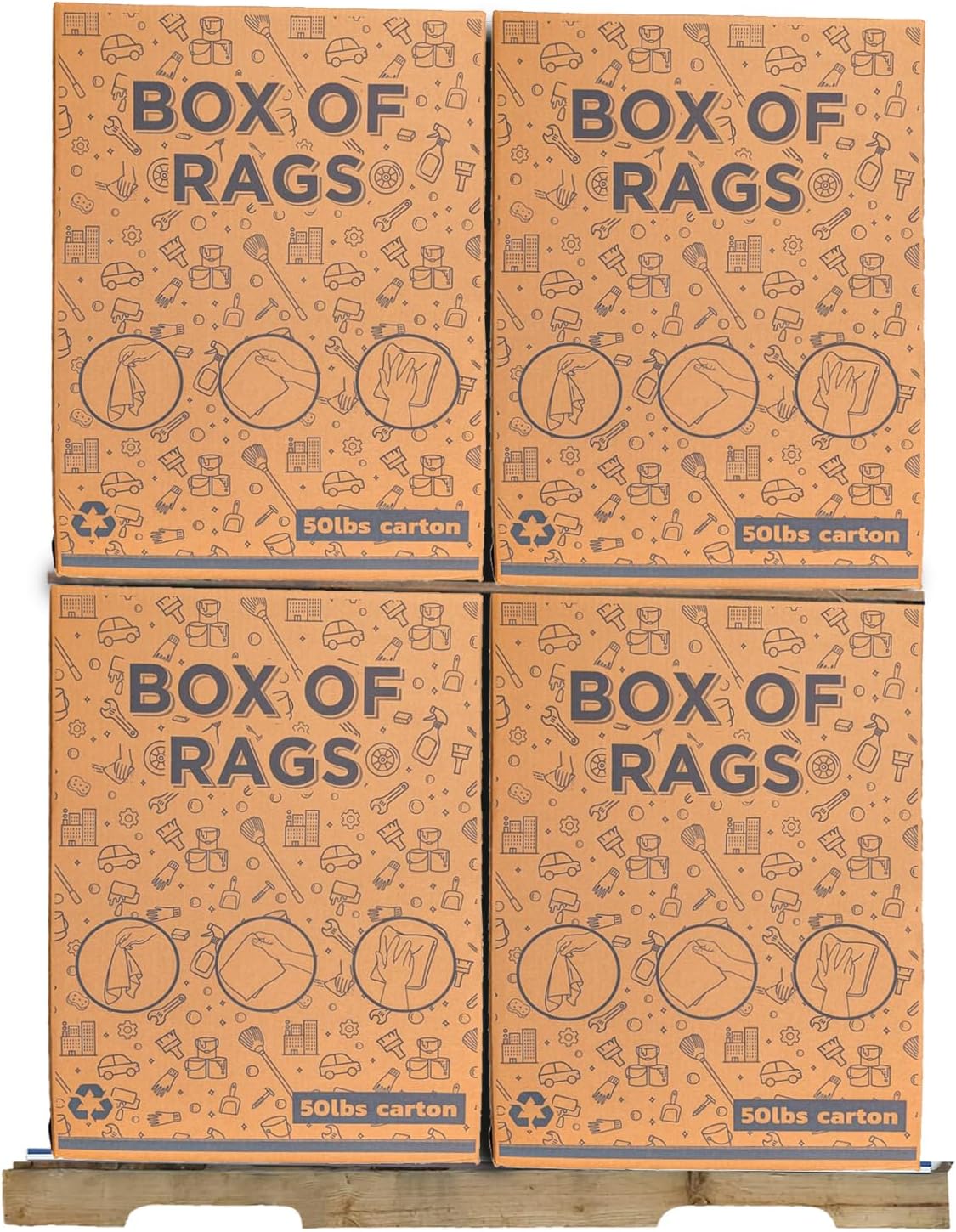 Recycled Color Terry Cloth Rags (600 lbs. Pallet - 12x50 lbs. Box) - Super Absorbent Cotton Towel Cleaning Rags for Garage, Shop Rags, Industrial Use & Housekeeping - Shop Rags Bulk