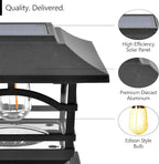 Davinci Lighting Edison Solar Outdoor Post Cap Lights - 4x4 5x5 6x6 - Bright LED Light for Fence Deck Garden or Patio Posts - Slate Black (2 Pack)