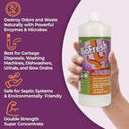 Enzyme Drain Cleaner & Deodorizer for Sink Drain, Showers, Septic Systems, Bathroom & Kitchen - Smell Remover for Fruit Fly Garbage Disposals, Dishwasher & Washing Machines - (32oz)