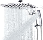 G-Promise All Metal 16 Inch Shower Head with Massage Mode Handheld, Rain Shower Head with Handheld Spray Combo, 3-Way Diverter with Pause Setting, 12 Inch Adjustable Extension Arm (Chrome)