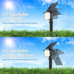 Solar Spot Lights Outdoor Waterproof Adjustable Solar Powered Landscape Lights for Yard 3 Long Time Lighting Modes Spotlights for Pathway Garden Outside Wall Pool Porch- 6 Pack, Cool White