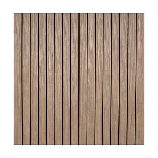 4ft x 4ft Unfinished White Oak Veneer Flexible Tambour Wall Panel with 3/4" Black 30-Degree Groove Slats, Flexible & Customizable