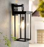 tewei Dusk to Dawn Large Outdoor Wall Lights, 20 Inch Outdoor Sconce Lights Black Exterior Lighting Fixtures, Large Porch Light with Clear Shade Sensor Modern House Lights for Garage, 1 Pack