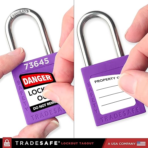 TRADESAFE Lockout Tagout Locks Set - 10 Purple Loto Locks, Lockout Locks Keyed Different, 2 Keys Per Lock, OSHA Compliant Lock Out Tag Out Padlocks, Safety Padlocks for Electrical Lockout Tag Out Kits