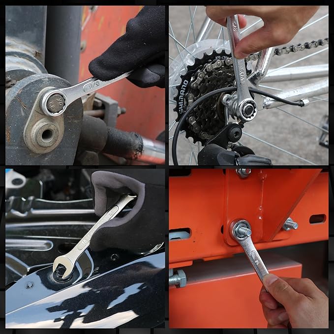 30-Piece Combination Wrench Set, Metric (6mm-24mm) & SAE (1''-1/4"), Standard Spanner Wrench Set, Mechanic Tool Sets with Rolling Pouch, Open End Wrenches for Household, Garage, Workshop, Auto Repairs