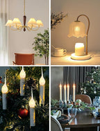 Silicone Dipped Candle Light Bulbs Country Style Candle Replacement Bulbs 5 Watts Clear Silicone Light Bulbs for Window Candles Chandeliers, C7/E12 Candelabra Base (12 Pack)