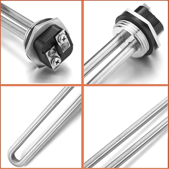 Mornajina 2 Packs 02582 Electric Water Heater Elements 4500W 240V, Hot Water Heater Replacement Parts Screw-in RV Hot Water Heater Fit Most Models, Straight Type