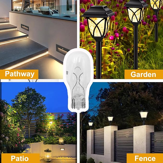 12-Pack 12 Volt 7 Watt Low Voltage T5 Landscape Light Bulbs for Malibu Lights Landscape, Appliance, RV, Outdoor,Lamp -2800K Warm White,CRI 85 (Clear)