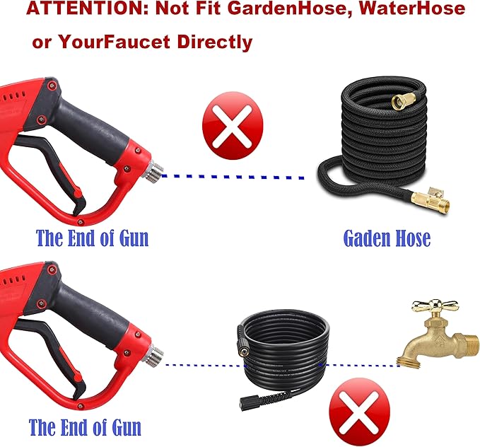 Tool Daily Deluxe Pressure Washer Gun, with Replacement Wand Extension, 5 Nozzle Tips, M22 Fitting, 40 Inch, 5000 PSI