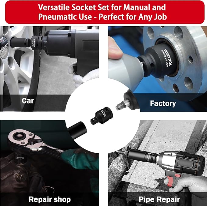 8 Piece Impact Socket Adapter and Reducer Set,1/4" 3/8" 1/2" 3/4" 1"Drive Socket Adapter Set,Cr-Mo Steel,With a Storage Case.