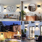 2 Pack LED Outdoor Wall Lights Exterior/Interior 3 Colors Adjustable 15W Wall Light Fixture IP65 Waterproof Porch Exterior Wall Sconce Modern Outdoor Lighting Square Aluminum Black Up and Down Lights
