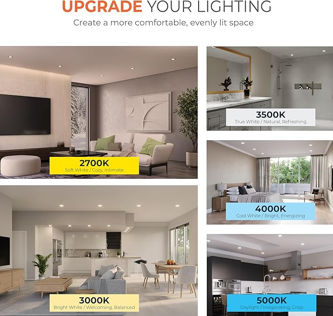 HALO HLB Recessed Lighting 6 Inch LED Canless, Ceiling and Shower Light, Dimmable w/Selectable Lumens and Color Temperatures 6-Pack - HLB6LSFS5-6PK