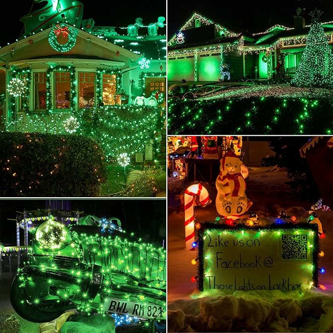 Brightown 25-Pack C7 Christmas Replacement Bulbs, C7 Green Incandescent Bulbs for Christmas Light Strings, E12 Candelabra Base, 5 Watt