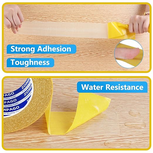 Heavy Duty Double Sided Mounting Tape, 3.2inx66FT, Clear Mesh Grip, Extra Strong Adhesive for Carpets, Wall Mounting, Picture Hanging and DIY Projects,Hand Tearable,Weatherproof