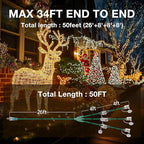 addlon 50FT Christmas Outdoor Extension Cord with Multiple Outlets, 1 to 3 Splitter with 6 Outlets, 16/3 SJTW Weatherproof Power Cable for for Outdoor Lights and Holiday Decorations, ETL Listed, Green